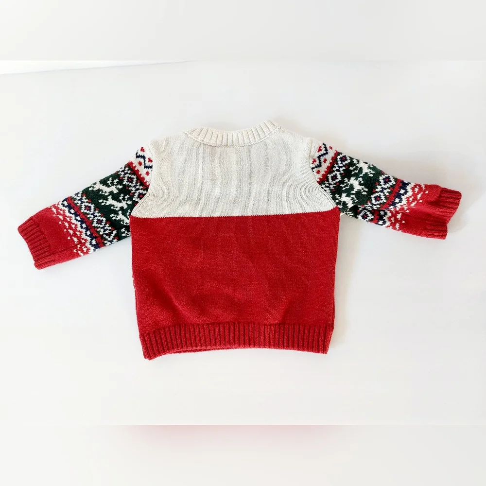 Leaping Reindeer Fairisle Christmas Sweater 3 months Carters 100% cotton Holiday